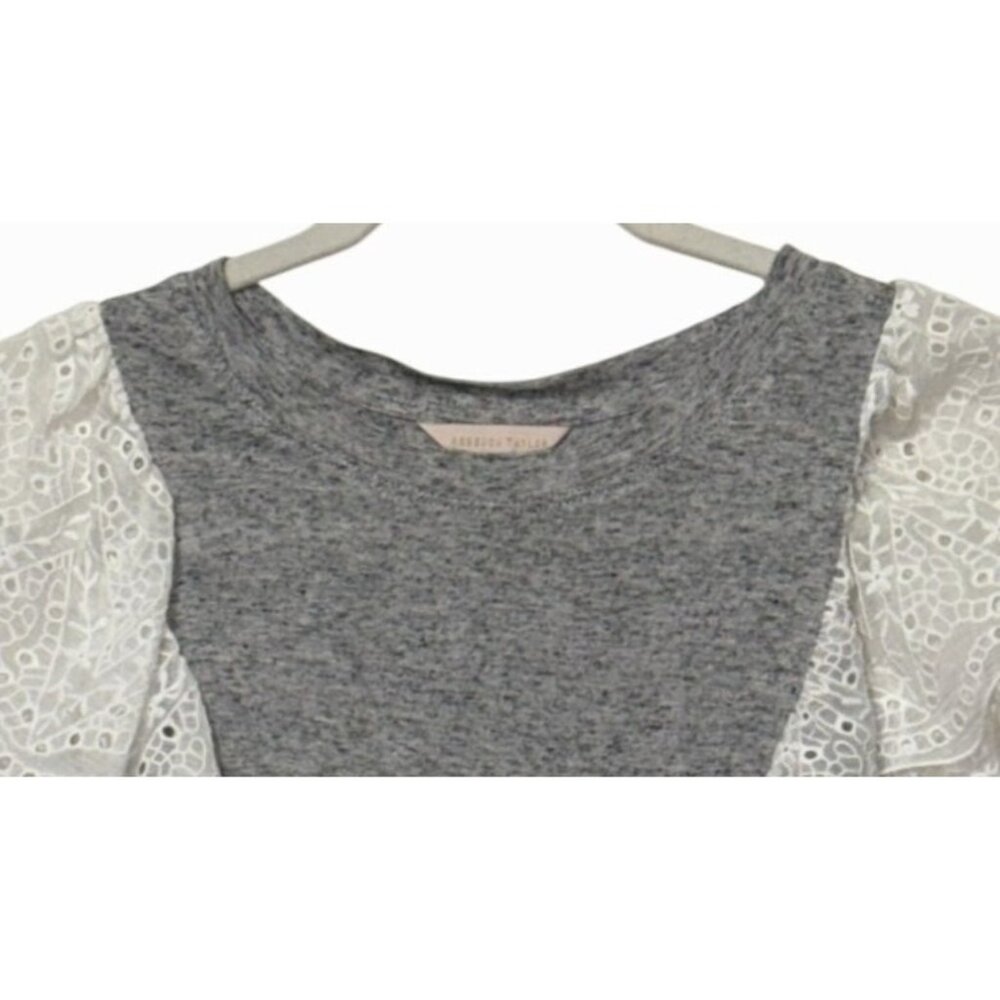 Rebecca Taylor White Eyelet Flutter Sleeve Tiered Mini Tee Dress Grey Casual XS - Picture 6 of 9